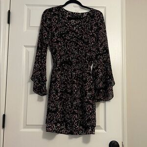 White House Black Market Black and Pink Long Sleeve Dress